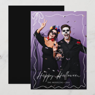 Whimsical Bow Lijst Happy Halloween Foto Kaart