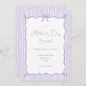 Whimsical Bow Lila Moederdag Brunch Uitnodiging (Voorkant / Achterkant)