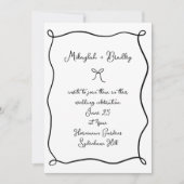 Whimsical Bow & Lint Zwart & Wit Bruiloft Kaart (Voorkant)
