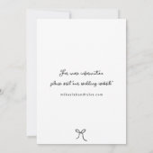 Whimsical Bow & Lint Zwart & Wit Bruiloft Kaart (Achterkant)