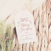 Whimsical Bow Merry Christmas familienaam Elegant Cadeaulabel