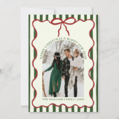 Whimsical Bow Merry Christmas Family Photo Feestdagenkaart (Voorkant)