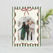 Whimsical Bow Merry Christmas Family Photo Feestdagenkaart (Staand voorkant)