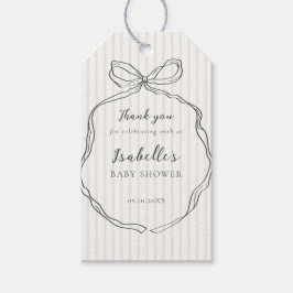 Whimsical Bow Neutraal Baby shower Cadeaulabel