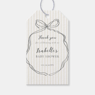 Whimsical Bow Neutraal Baby shower Cadeaulabel