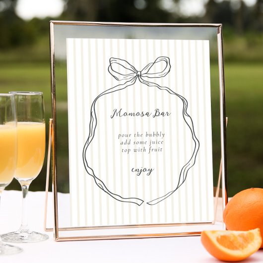 Whimsical Bow Neutral Baby shower Momosa Bar Poster