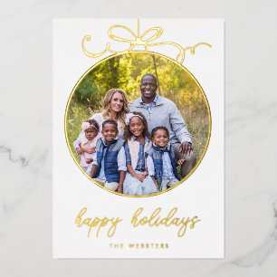 Whimsical Bow Ornament Foto Folie Holiday Kaart