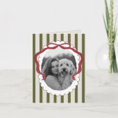 Whimsical Bow Pet Kerstfoto Gevouwen Kaart (Voorkant)