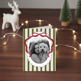 Whimsical Bow Pet Kerstfoto Gevouwen Kaart