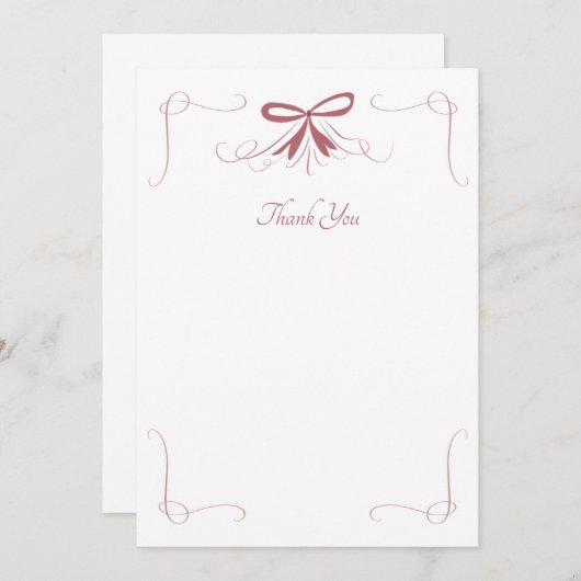Whimsical Bow Ribbon Dank u kaarten (Voorkant / Achterkant)