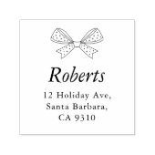Whimsical Bow Ribbon Familienaam & Adres Zelfinktende Stempel (Design)