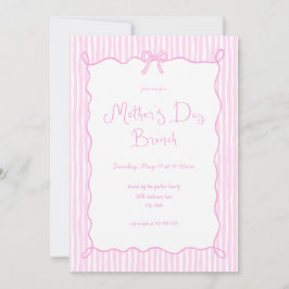 Whimsical Bow Roze Moederdag Brunch Uitnodiging