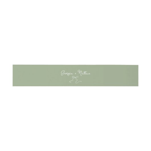 Whimsical Bow Sage Green Invitation Belly Band Uitnodigingen Wikkel (Vlak)