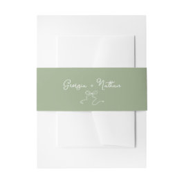 Whimsical Bow Sage Green Invitation Belly Band Uitnodigingen Wikkel