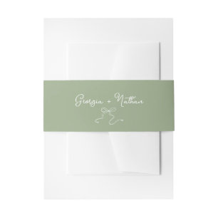 Whimsical Bow Sage Green Invitation Belly Band Uitnodigingen Wikkel