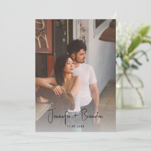 Whimsical Bow Save the Date Foto Kaart (Staand voorkant)