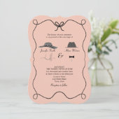 Whimsical Bow-Stropdas QR Wedding Invite – Gekromd Kaart (Staand voorkant)