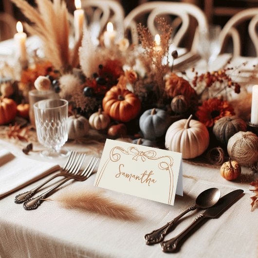 Whimsical Bow Thanksgiving Place Cards Plaatskaartje