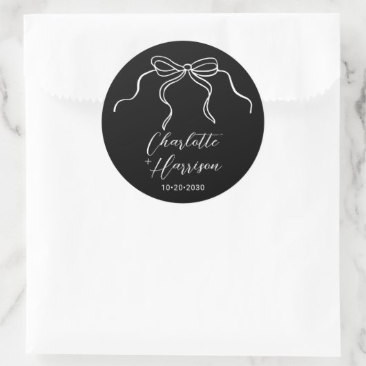 Whimsical Bow Wedding Sticker (Tas)