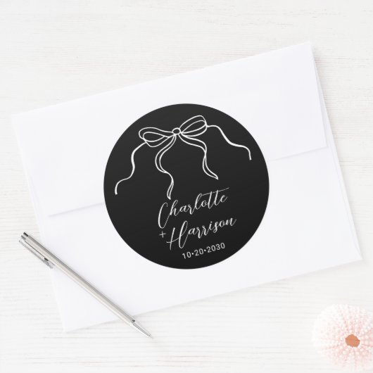 Whimsical Bow Wedding Sticker (Envelop)
