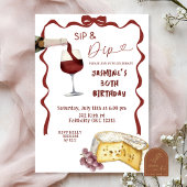 Whimsical Bow Wine Sip en Dip verjaardagsuitnodigi Kaart