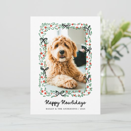 Whimsical Bows | Cute Happy Howlidays from the Dog Feestdagenkaart (Staand voorkant)