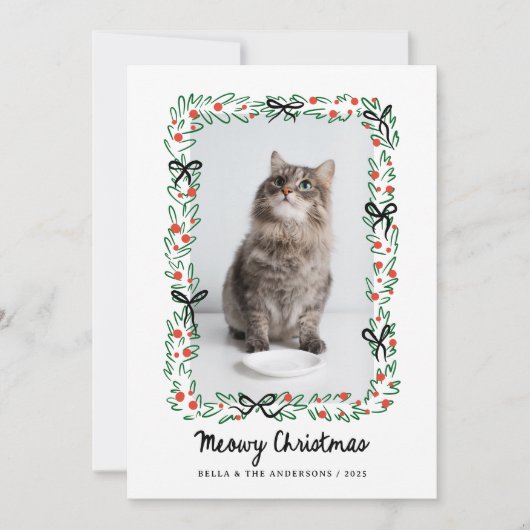 Whimsical Bows | Cute Meowy Christmas from the Cat Feestdagenkaart (Voorkant)