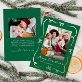 Whimsical Bows Green Foto Folie Feestdagenkaart