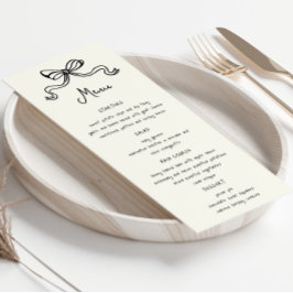 Whimsical Bows Hand getrokken bruiloft diner menu Kaart
