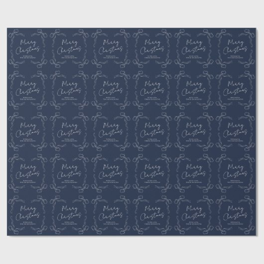 Whimsical Bows Navy Blauw Familienaam Vakantie Xma Cadeaupapier (Vlak)