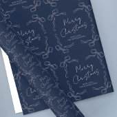 Whimsical Bows Navy Blauw Familienaam Vakantie Xma Cadeaupapier