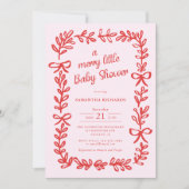Whimsical bows red pink Merry little baby shower Kaart (Voorkant)