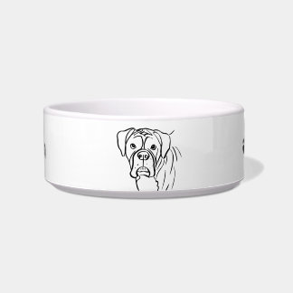 Whimsical Boxer: Bewerkbare Tekst Lijntekening Voerbakje