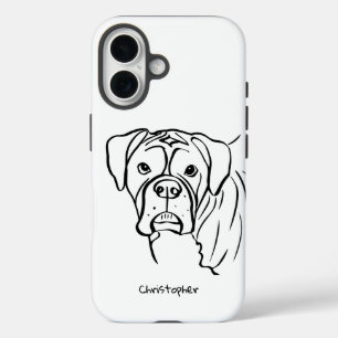 Whimsical Boxer: Bewerkbare tekstregel Art Phone C iPhone 16 Hoesje