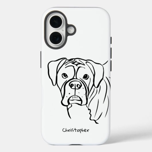 Whimsical Boxer: Bewerkbare tekstregel Art Phone C Case-Mate iPhone Case (Achterkant)