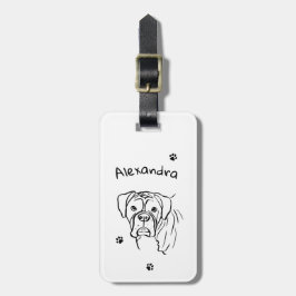 Whimsical Boxer: bewerkbare tekstregel Bagagelabel