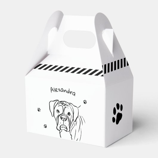 Whimsical Boxer: bewerkbare tekstregel Bedankdoosjes (Achterkant)