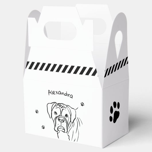 Whimsical Boxer: bewerkbare tekstregel Bedankdoosjes (Geopend)