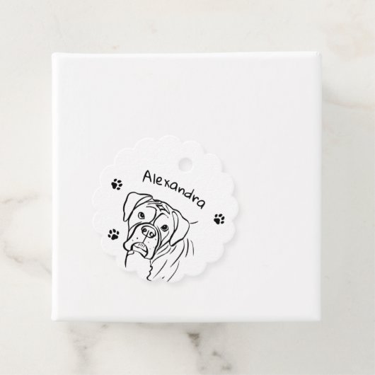 Whimsical Boxer: bewerkbare tekstregel Bedankjes Labels (In situ)