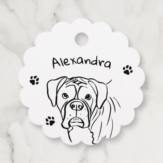 Whimsical Boxer: bewerkbare tekstregel Bedankjes Labels (Achterkant)