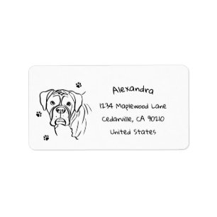 Whimsical Boxer: bewerkbare tekstregel Etiket