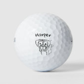 Whimsical Boxer: bewerkbare tekstregel Golfballen (Voorkant)