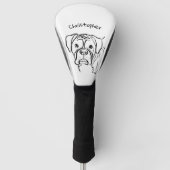 Whimsical Boxer: bewerkbare tekstregel Golfheadcover (Voorkant)
