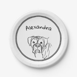 Whimsical Boxer: bewerkbare tekstregel Papieren Bordje