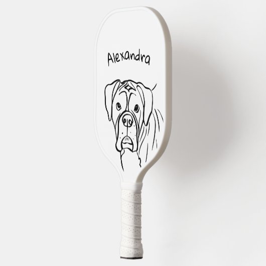 Whimsical Boxer: bewerkbare tekstregel Pickleball Paddle (Links)