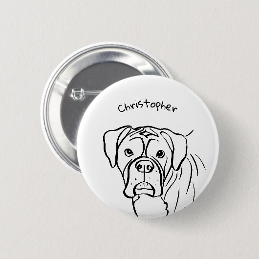 Whimsical Boxer: bewerkbare tekstregel Ronde Button 5,7 Cm (Voorkant /achterkant)