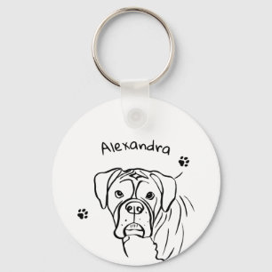 Whimsical Boxer: bewerkbare tekstregel Sleutelhanger