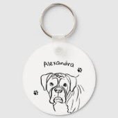 Whimsical Boxer: bewerkbare tekstregel Sleutelhanger (Achterkant)