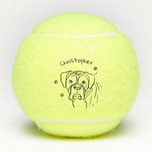 Whimsical Boxer: bewerkbare tekstregel Tennisballen