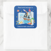 Whimsical Boy Bookplate Vierkante Sticker (Tas)